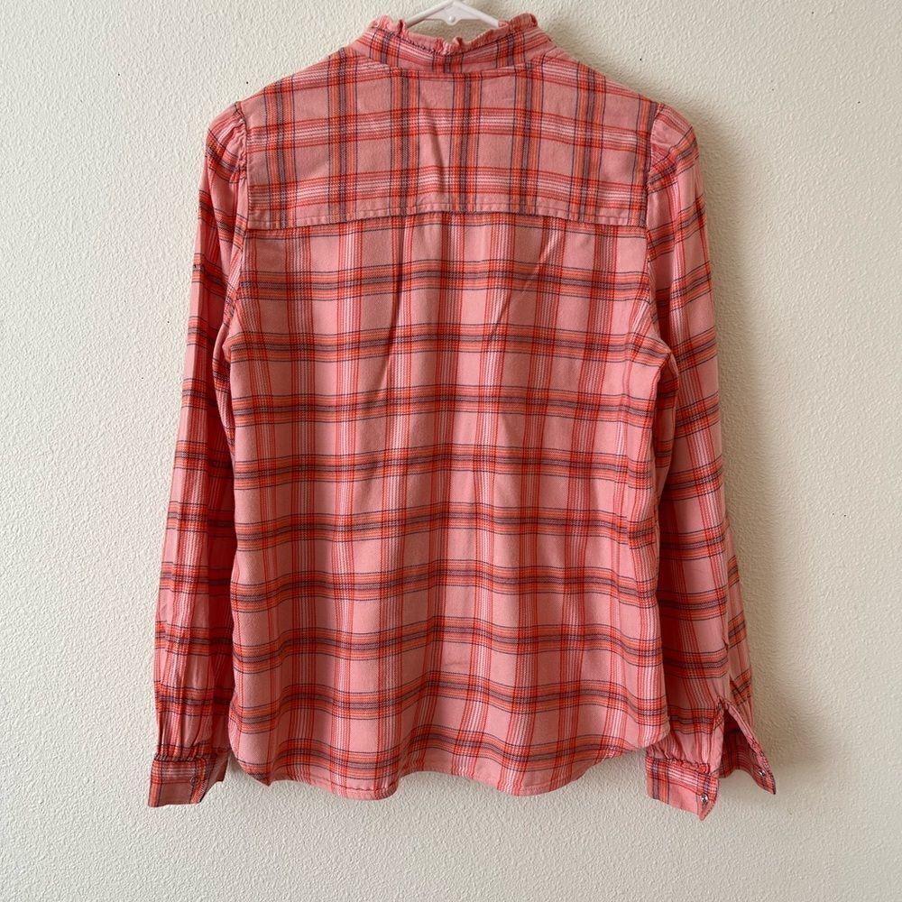 GAP Plaid Ruffle-Neck Blouse M - Picture 6 of 7